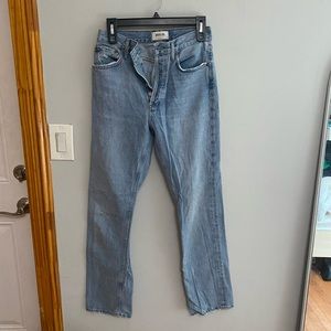 AGOLDE light wash straight leg jeans